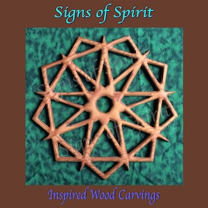 Baha’i Symbol of Faith Double Nine-Pointed Star Bahá wood carving Home Temple Office wall hanging