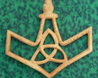 Thor’s Hammer Mjollner Celtic Trinity Knot Symbol Thunder God Mjölner Norse Paganism Ásatrú Faith wall art Viking War Hammer Home Decor