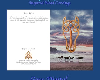Shamanic Horse Knot Wood Carving Art Greeting Card