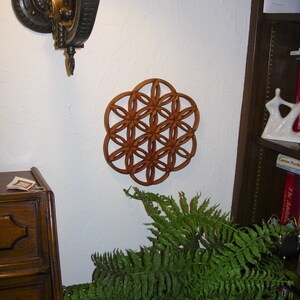 Flower of Life Wood Carving Seed of Life Sacred Geometry Wall Hanging Meditation tool Yoga studio decor image 4