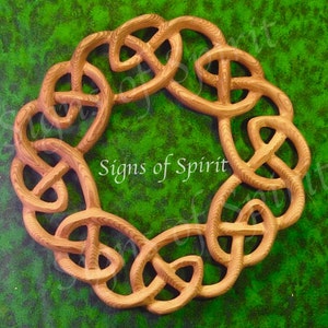 Celtic Wreath Knot Symbol of Welcome wood carving Irish Home Decor Family Wood Carved Hearth Knot House Warming Sanctuary image 1