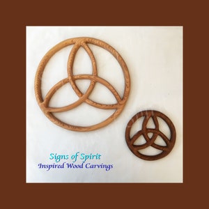 Trinity Knot Encircled - Wood Carved Celtic Knot - Balance in Divine Energy - Triquetra wall hanging - Pagan Goddess - Christian Trinity