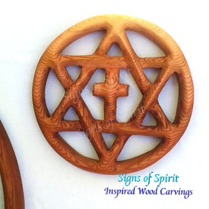 Encircled Messianic Star wood carving Home Decor for Jewish Christian Families, Star of David with Christian Cross wall hanging image 8