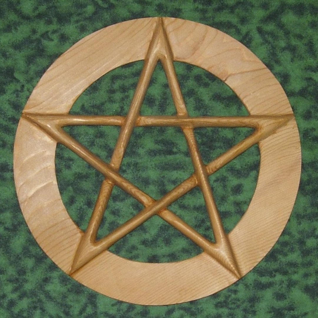 Pentacle Wide-banded Symbol of Protection - Wood Carved Pentagram ...