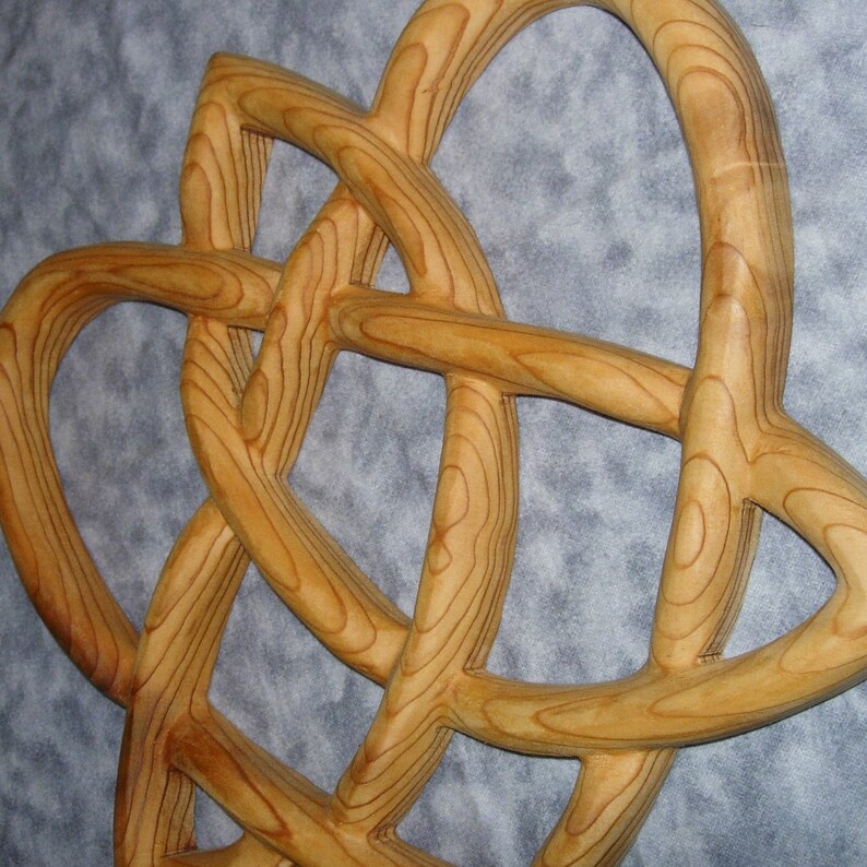 Trinity Love Knot Heartshaped Celtic Wood Carving Anniversary Etsy