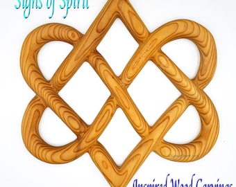 Stylized Knot of Four Hearts-Celtic Wood Carving for Love and Relationships