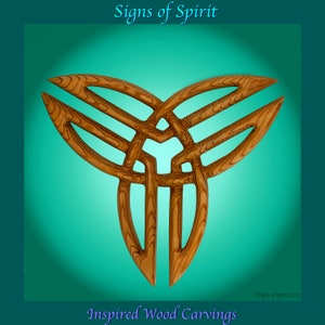 Triquetra - 3X3 Knot Wood Carving - Celtic Knot - Triple Trinity Artistic Variation of Triquetra Wall Hanging