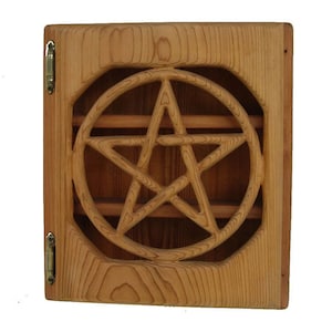 Pentacle Altar Box Wiccan Protection Symbol Ritual Tool Storage Cabinet Pagan Altar Celtic Druid Display Pentagram Encircled Art Wall Table