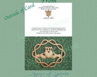 Claddagh on Green Greeting Card -Claddagh Wood Carving Digital Art-Traditional Irish Symbol-Celtic Knot of Love Friendship Loyalty