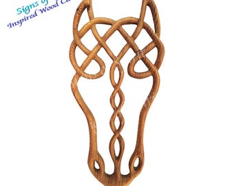 Epona Wood Carving - Celtic Horse Goddess Wall Hanging - Wood Carved Horse Spirit for Equine Enthusiasts