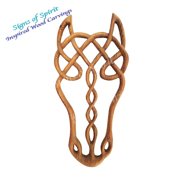 Epona Wood Carving - Celtic Horse Goddess Wall Hanging - Wood Carved Horse Spirit for Equine Enthusiasts