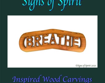 Breathe Wood Carving, Yoga Room Decor, Meditation Gift