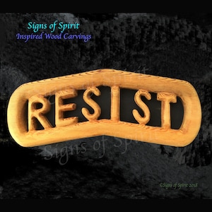 Resist Wood Art, Political Activist Home Decor, Protestor wall hanging, Resistance carving, Resist hate