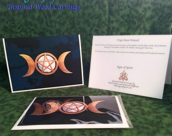 Triple Moon Pentacle|Celtic Goddess Symbol on a Moonlit Night Greeting Card