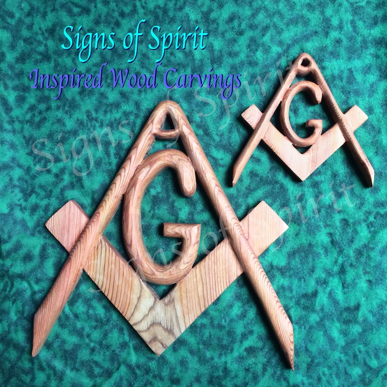 Masonic Symbol-Freemasonry Emblem-Wood Carved Compass and Square Lodge or Home Decor Full and Miniature Sized Square and Compasses image 3