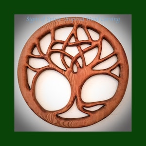 Druid Tree with Pentacle Wiccan Tree Pagan World Tree Shamanic Nature Based Altar Celtic Wood Carving Norse Yggdrasil Witchy gift
