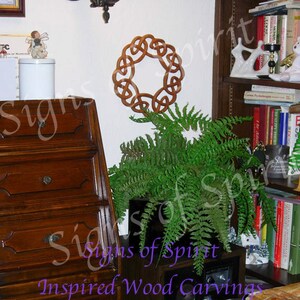 Celtic Wreath Knot Symbol of Welcome wood carving Irish Home Decor Family Wood Carved Hearth Knot House Warming Sanctuary image 4