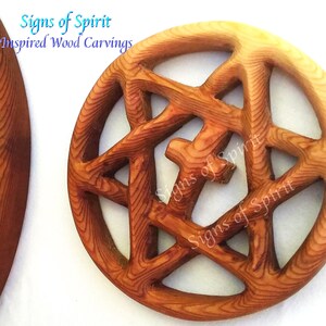 Encircled Messianic Star wood carving Home Decor for Jewish Christian Families, Star of David with Christian Cross wall hanging Miniature 5.5 inches