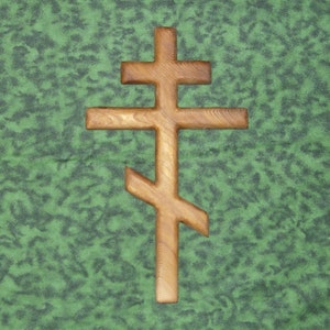 Byzantine Cross wall hanging- Wood carved Patriarchal Cross Russian Orthodox Church - Three Bar Christian Cross