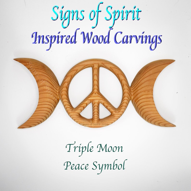Triple Moon Peace Symbol-Celtic Goddess-Wiccan Pagan Peace Sign Wall Hanging image 1