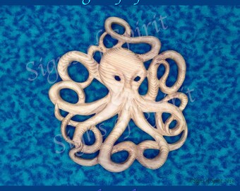 Oktopus Holz Geschnitzt Kopffüße Tier Totem Wasser Element Kraken Lusca Strand Ozean Tiefsee Thema Home Badezimmer Schlafzimmer Wohnzimmer Deko