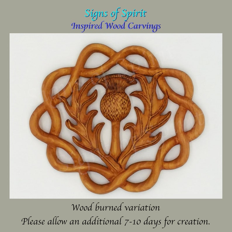Scottish Thistle in Celtic Knot Braid Wood Carving Emblem of Etsy
