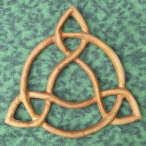 Open Triquetra Celtic Triquetra - Knot of Communication wall hanging - Trinity Knot art Celtic Triangle Wood Carving Irish home decor