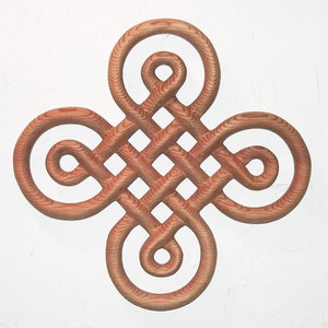 Celtic Knot of Discovery wall hanging Book of Kells Irish home decor Ornamental Cross Wood Carving Double Line Knotwork Symbol image 1