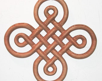 Celtic Knot of Discovery wall hanging Book of Kells Irish home decor Ornamental Cross Wood Carving Double Line Knotwork Symbol