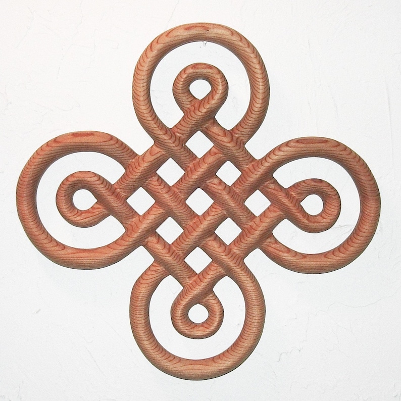 Celtic Knot of Discovery wall hanging Book of Kells Irish home decor Ornamental Cross Wood Carving Double Line Knotwork Symbol image 1