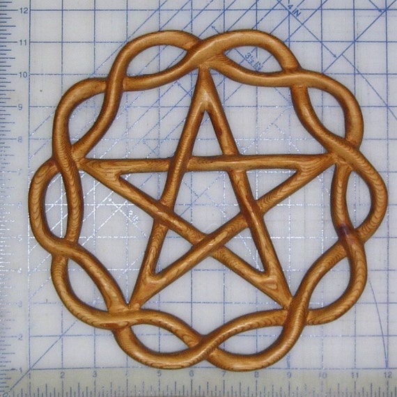 pentacle ✥真鍮製 ハンドメイド モビール✥pe5 Braided Pentacle Wood Carving Celtic Eternity Braid Containing