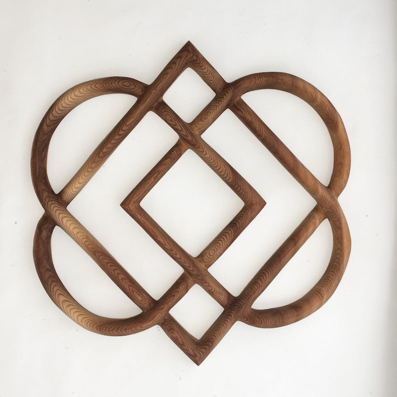 Celtic Knot of Four Hearts-Family Love Knot Wood Carving image 7