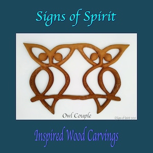 Celtic Owl Love Knot - Wood Carved Owl Couple - Wisdom and Intelligence, Messages and Secrets, Protection