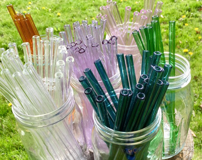 3 Pack Reusable Glass Drinking Straws With Free Cleaning Brush