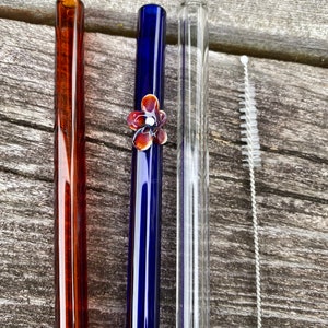 3 pack flower power reusable glass drinking straws with free cleaning brush keikosbeadbox