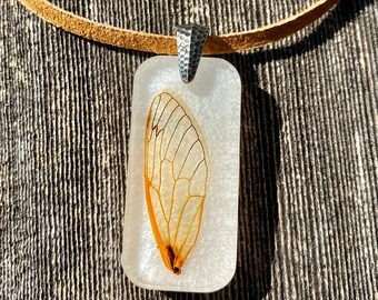 Handmade real cicada wing resin necklace Keikosbeadbox