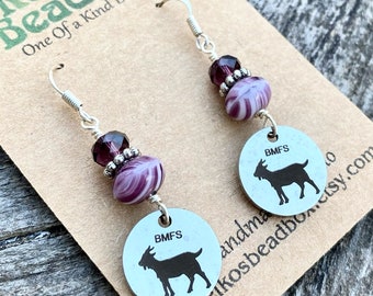 Handmade Billy Strings goat earrings keikosbeadbox