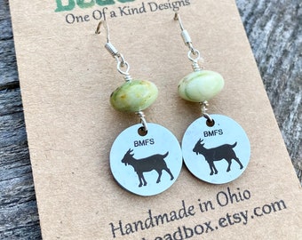 Handmade Billy Strings goat earrings keikosbeadbox