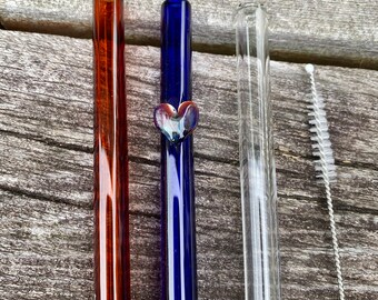 3 pack love reusable glass drinking straws with free cleaning brush keikosbeadbox