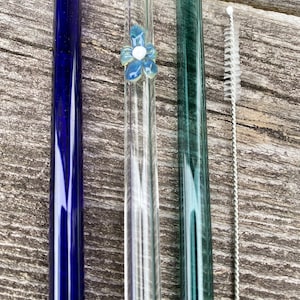 3 pack flower power reusable glass drinking straws with free cleaning brush keikosbeadbox