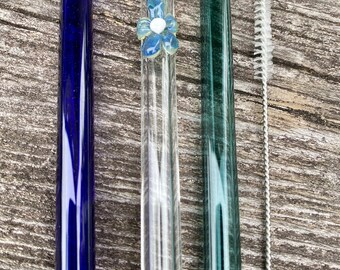 3 pack flower power reusable glass drinking straws with free cleaning brush keikosbeadbox