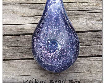 Purple glitter handmade lampwork glass boro bead pendant