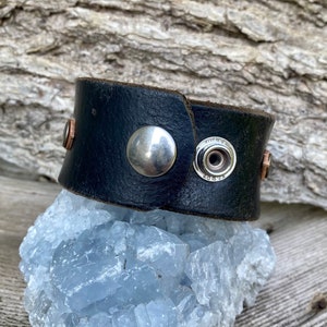 Handmade one of a kind leather cuff bracelet with sea sediment jasper stone keikosbeadbox image 3