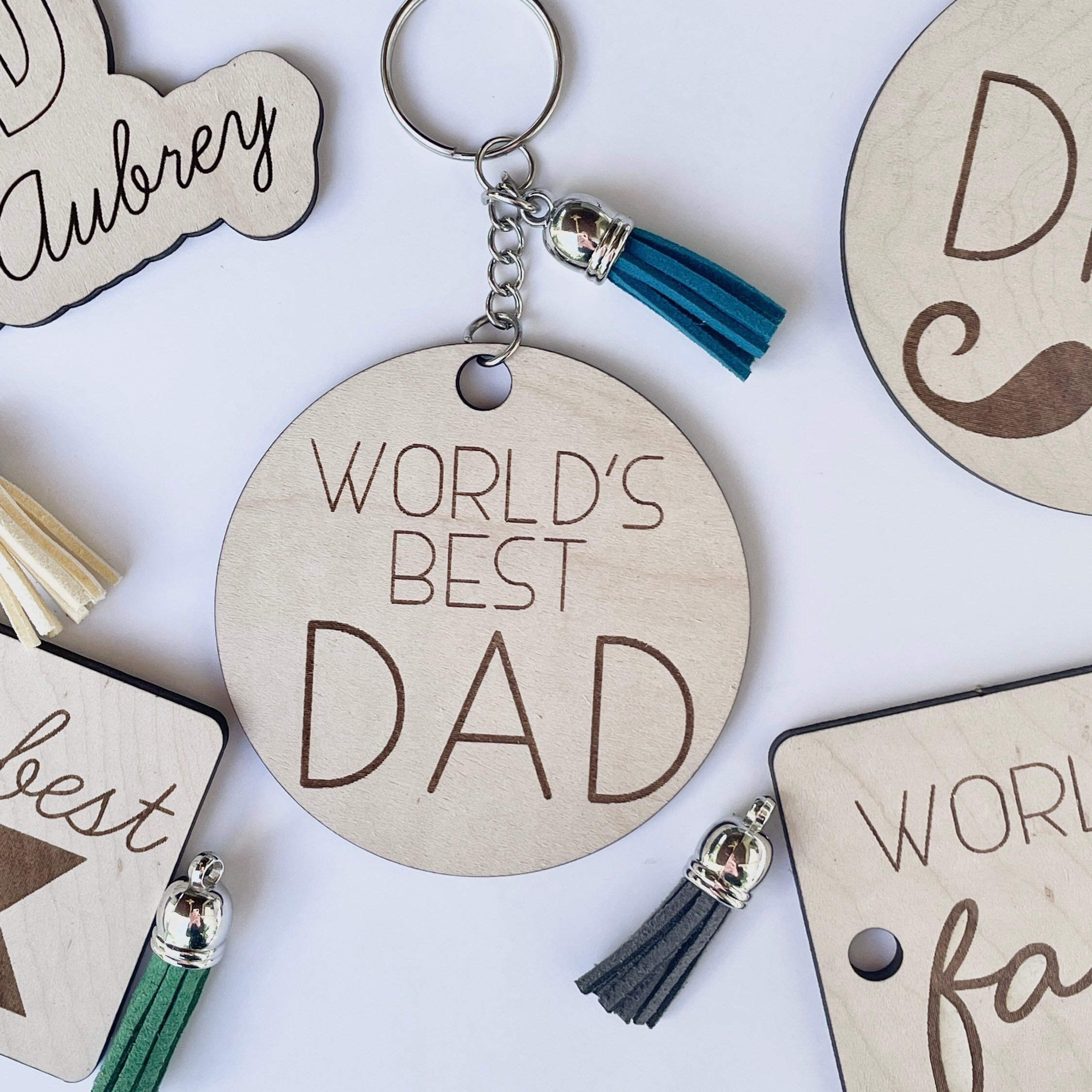 Father's Day keychain Dad keychain laser cut engraved Etsy