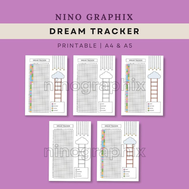 Dream Tracker | Printable Dream Log | Sleep Journal | Dream Recording ...