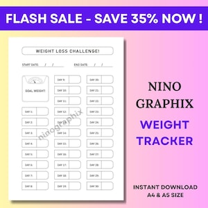 Weight Loss Challenge Tracker | Printable Weight Tracker | Instant Download