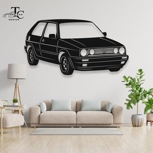 Golf Gti 2 Car Wall Art  | Metal Car Wall Decor | Gift For Car Lovers | Car Gift For Him | Car Guy Gift | Car Garage Accessories Wall Sign
