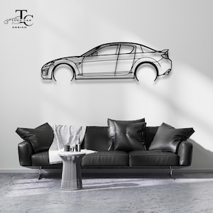 Rx-8 Metal Car Wall Art | Metal Car Wall Decor | Gift For Car Lovers | Car Gift For Him | Car Guy Gift | Car Garage Accessories Wall Sign