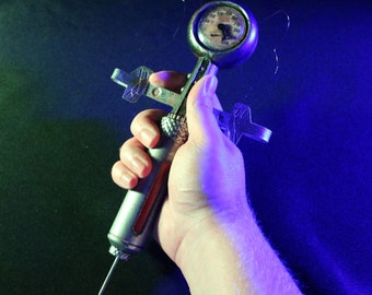 Working Dial Stim Pack Prop 1:1 Scale – Game Inspired Spring Needle Cosplay Kit or Fully Finished Collectible