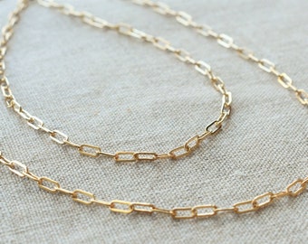 Paperclip Chain Necklace, 14k Gold Filled